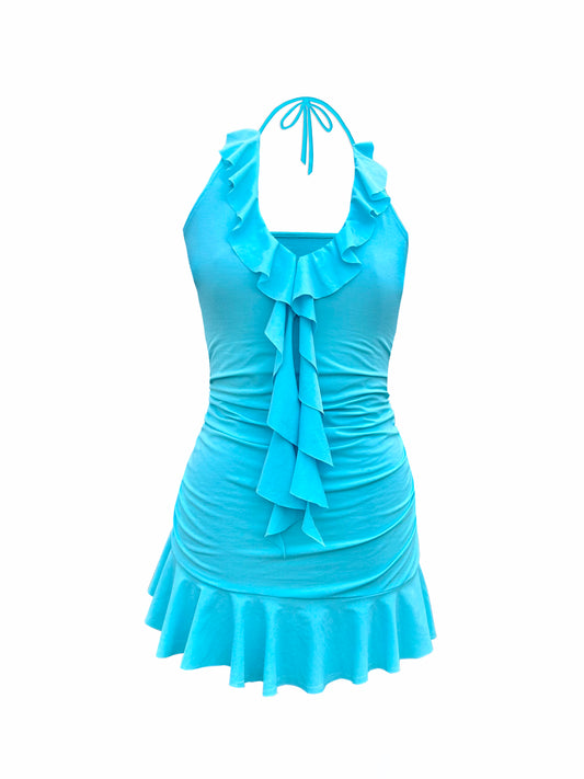 Frill Fling Dress Blue